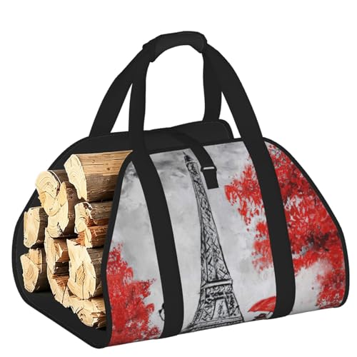 Sac de transport bois de chauffage toile robuste accessoire poêle cheminée bûches Paris