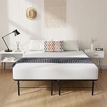 BestMassage | Short Queen Bed Frame | Metal | Heavy Duty Steel Slats with 12 Legs | Foldable | Sturdy, No Box Spring Needed | Easy to Assemble with Under-Bed Storage | Furniture for Home, Dorms