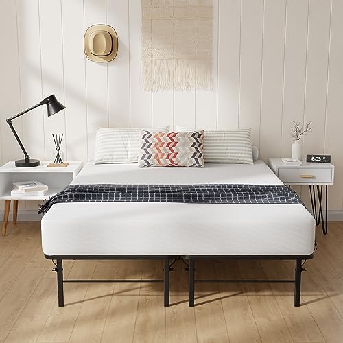 BestMassage | Short Queen Bed Frame | Metal | Heavy Duty Steel Slats with 12 Legs | Foldable | Sturdy, No Box Spring Needed | Easy to Assemble with Under-Bed Storage | Furniture for Home, Dorms by BestMassage - Used condition - US$56.91
