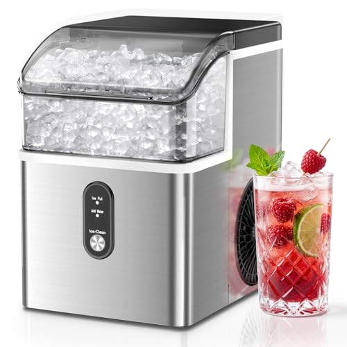 Image of Antarctic Star Nugget Ice Maker Countertop, 35lbs/24H Ice Machine, Soft Chewable Sonic Ice, Self-Cleaning, Fast Ice Ready in 8 Minutes, Compact Design with Handle, Stainless Steel Silver