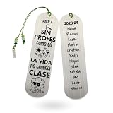 Marcapáginas Acero Inoxidable Personalizado a Dos Caras | Regalo Original | Punto de Libro con Nombres | Regalos Profes, Fin de Curso (Sin profes como tú la vida no tendría clase)