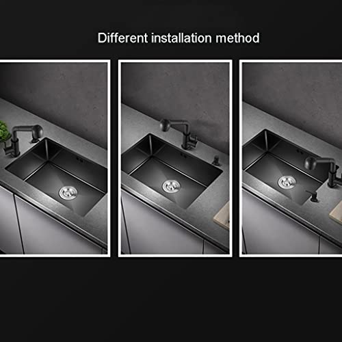 Bar Sink Black Small Kitchen Sink, Stainless Steel Sink Single Bowl Sink Topmount Undermount Handmade Kitchen Sink Rectangle Sink Workstation Kitchen Sink With Drain Tray Prep Sink, 15.7*9.8 Inch #TOP1