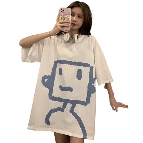 ncduansanKorean Version of Cute Cartoon top Printed Street Fashion Sweet ins Loose Casual Kawaii Short-Sleeved T-Shirt
