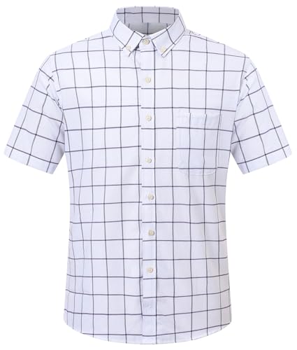Image of SANGTREE Men & Boy Striped Multicolor Oxford Cotton Shirt,Comfortable Fit,Short Sleeve Collared Shirt