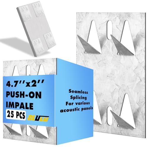 Blulu 25 Pcs Impaling Clips Acoustic Panels Surface Mount Impaler, 8 Ga Galvanized Steel Plate with Protruding Triangular for Gypsum Board Plywood Masonry (Silver)