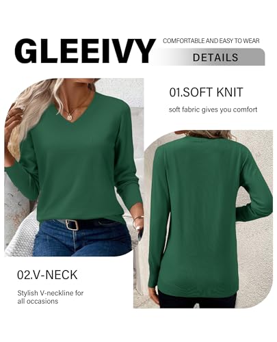 Image of Women's Spring Sweaters 2026 Casual Long Sleeve Pullover V Neck Lightweight Sweatshirts Cute Blouse Tops