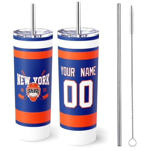 Image of ANTKING New York Tumbler 20oz Travel Mug Custom Name Number Gifts | Stainless Steel Insulated Coffee Cup for Men Women