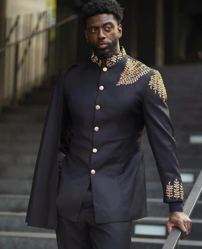 3 Pieces Men's Suits with Detachable Cape Slim Party Blazer Pant Tailored Tuxedo Set for Prom,Banquet,Homecoming2