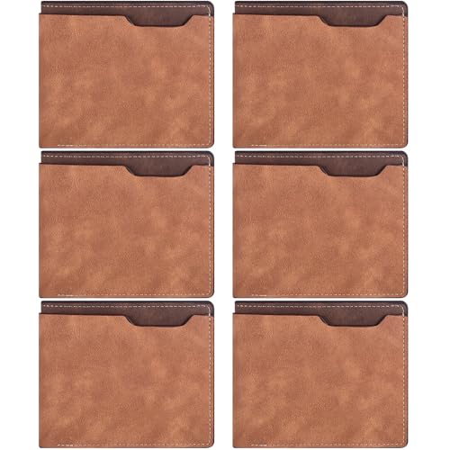Paterr 6 Pcs Leather Photo Wallets Bulk for Men Blank Engravable for Laser Engraving DIY Christmas Gifts for Dad Husband Son