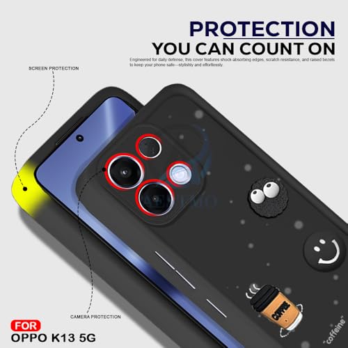 Image of AESTMO Back Case Cover for Oppo K13 5G Cover | Cute Fun Cartoon 3D Ball | Coffee Silicone Case | Full Body Protection | Camera Protection Back Oppo K13 5G (Black)