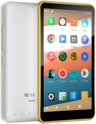MP3 Player with Bluetooth and WiFi, 144GB Android 9.0, 4″ Touch Screen, DGTenk Kids MP3 & MP4 Player for Spotify & Google Play, Parental Control, FM Radio, Long Battery Life for Travel & Gym(Yellow) | Separate 128GB TF media storage, parental control, built-in FM radio, supports Audible & Libby & Spotify audiobooks