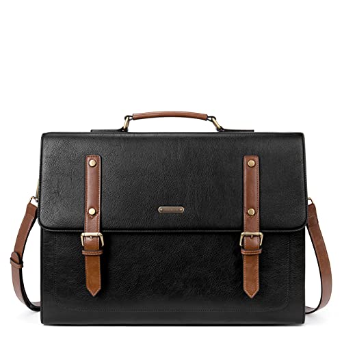 CLUCI Laptop Bag for Women 15.6 inch PU Leather Briefcase Large Computer Satchel Bag Work Messenger Bag Black Brown