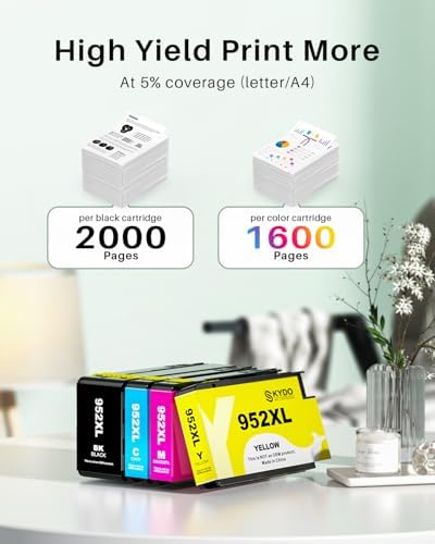 Skydo Compatible 952XL Ink Cartridges Combo Pack Replacement for 952 952XL 952 XL Ink Cartridges Color Use with Officejet Pro 8720 8702 8710 7740 7720 8725 8715 8210 8740 Printers (4 Pack, BK/C/M/Y) - Image 4