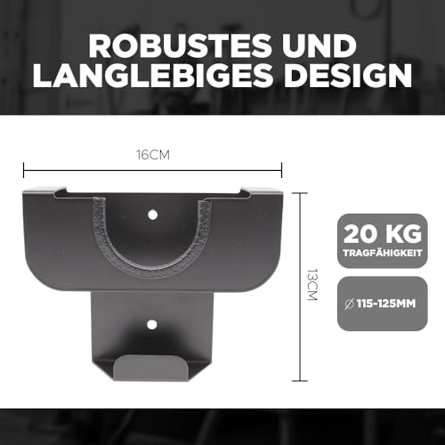 Wandhalterung für Winkelschleifer – Flex Halterung, Universalhalter für Winkelschleifer, Werkzeughalterung für Werkstatt und Garage, stabile Winkelschleifer-Wandhalter