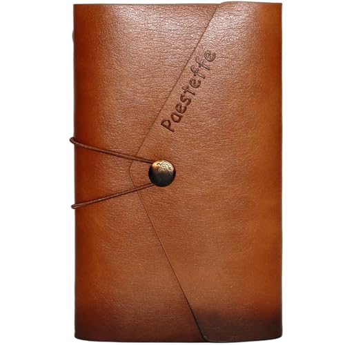 Cuaderno de cuero A6 de alta calidad con 6 anillas recargables marrón