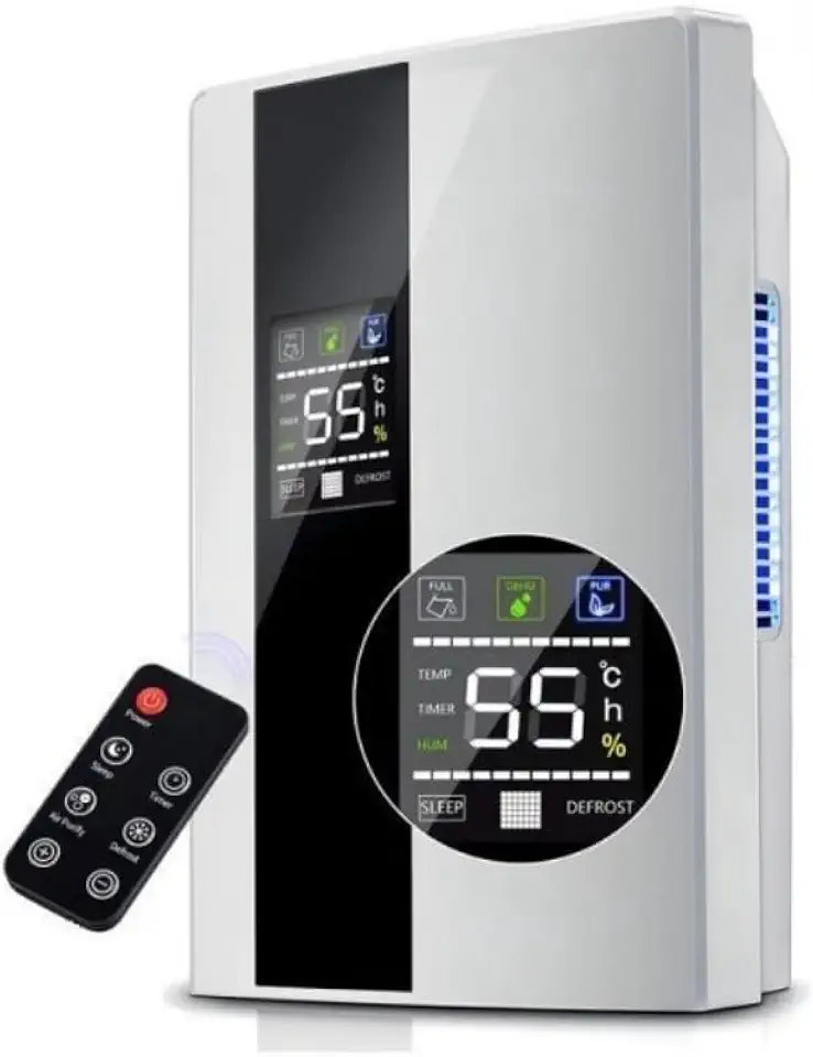 Desumidificador Elétrico de Ar 2000ml Antimofo Bivolt, com Controle Remoto, Redutor de Umidade Doméstico, Ideal para Quarto, Closet e Sala Residencial (Branco)