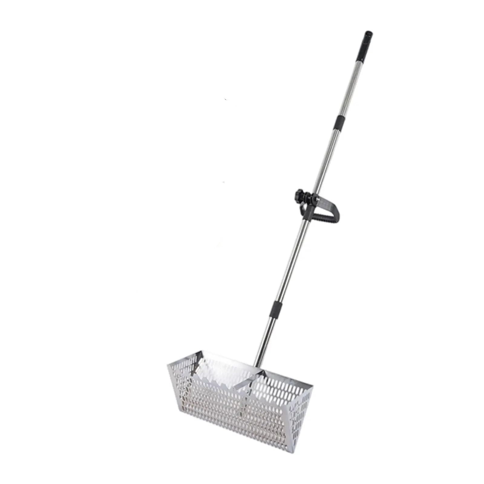 Rastrillo per pulci di sabbia Rastrello for sabbia Premium Grande Manico lungo Resistente Facile da pulire Multifunzionale Comodo Setacciatura Vanga profonda(Silver)