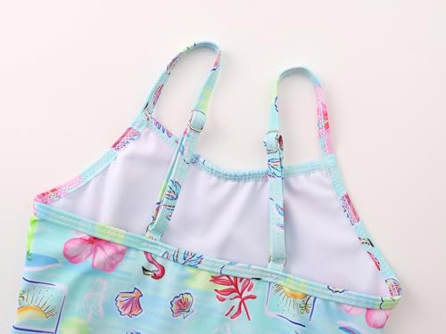 Image of Girls One Piece Swimsuits Adjustable Double Strap for Kids Palm Tree Print Toddler Bathing Suit Size 2T-10