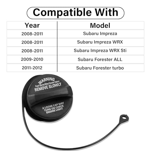 Image of Fuel Cap, Gas Cap Replacement 42031AG000 Fits for 2009-2012 Subaru Forester, 2008 2019 2011 2012 Impreza WRX STI Automotive Replacement Fuel Tank Caps 42037FE060 Fuel Filler Cap