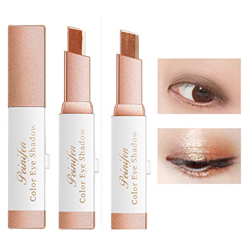 Eyeshadow Stick,Double Colors Eye Shadow Stick Glitter Shimmer Eyeshadow Gradient Eyeshadow Makeup Stick Waterproof Eyeshadow 2pcs (#4 Earth Tone/ #6 Rose gold)