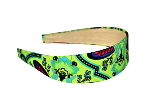 Gifts And Beads| Hibiscus In Green Background,1 Headband, Hair Bands, Gifts For Women, Headband For Girls, Wide Headband, Handmade In Usa, Wide Hair Band, Flowers Printed Cotton Fabric,Wrapped Plastic Base, Fashion Headbands And Headwrap For Women And Girls, Diademas Para Mujeres Y Ninas. #TOP2