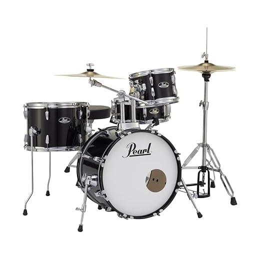 Pearl Roadshow Drum Set 4-Piece Complete Kit with Cymbals and Stands, Jet Black (RS584C/C31)