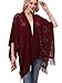Knit Shawl Wrap for Women - Soul Young Ladies Fringe Knitted Poncho Blanket Cardigan Cape(One Size,Burgendy)