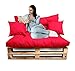 Cojines para Palets Impermeables - Pack Premium Asiento + Respaldo + Cojines - Cojines Sofa Exterior e Interior 120x80 (Rojo)
