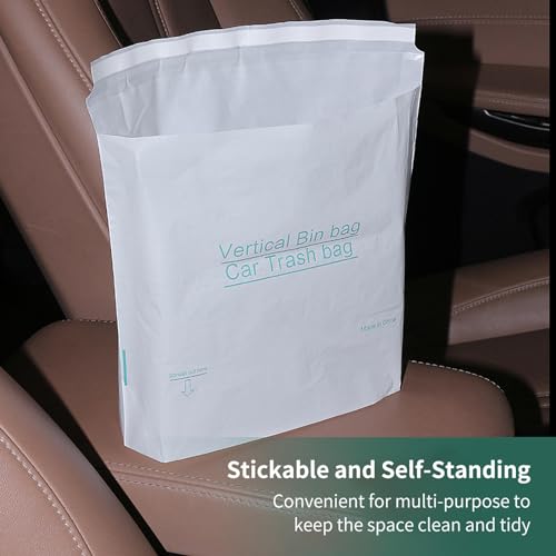 Image of 50pcs Car Trash Bags，Disposable Car Garbage Bags, Portable Waterproof Leak Proof Barf Vomit Bags, Easy Stick-On and Self-standing Cleaning Bags for Cars, Bedrooms, Bathrooms, Offices, Kitchens