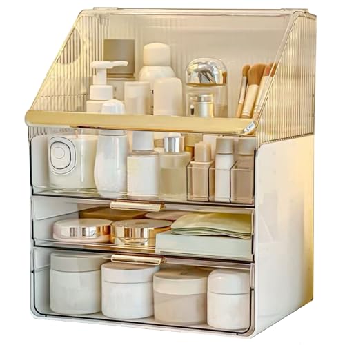 Omeily Large Makeup Organizer Countertop Vanity Organizer Cosmetic Organizer Makeup Storage Box Bathroom Counter Organizer Perfume Skincare Organizers Gift Women Girls Clear Design Easy Visibility