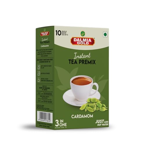 Image of Dalmia Gold Instant Tea Premix - Elaichi Flavour - Regular Sugar (14 Grams * 10 sachets) (Makes 100 ml) | Cardamom Instant Tea Powder
