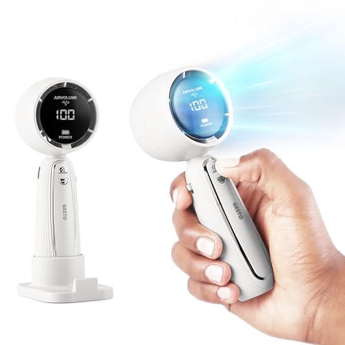 Image of Gesto Portable Fan Rechargeable with Digital Display - Turbo 100 Speed Modes Mini Fan, USB Charging Hand Fan with 4000mAh Battery | Travel, Makeup, Kitchen,Women's Personal Pankhaa