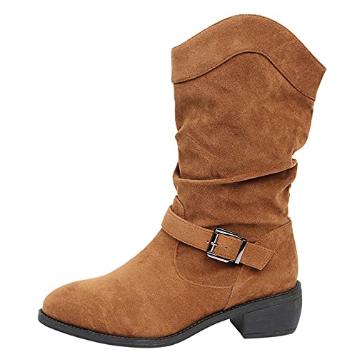 Bottines rondes pour femme à talons rétro et boucle
