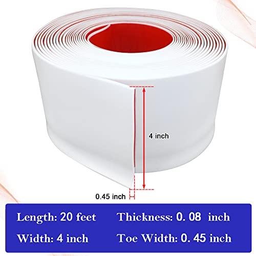 Zócalo flexible de vinilo blanco autoadhesivo de 4 pulgadas para base de pared de goma 6