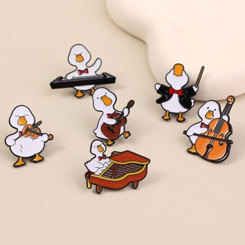 6 Lindos Alfileres De Solapa De Pato, Broches Novedosos Con Forma De Animal, Instrumentos De Orquesta Sinfónica, Broches De Animales Divertidos. – vue 7