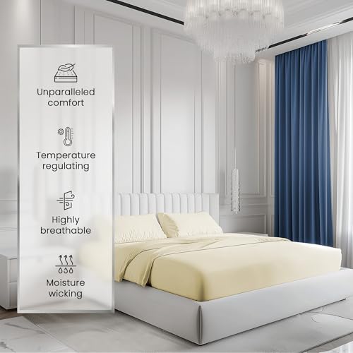 Image of Queen Size Bed Sheets, 1000 Thread Count Sheets Queen Size Bed Set - Ivory