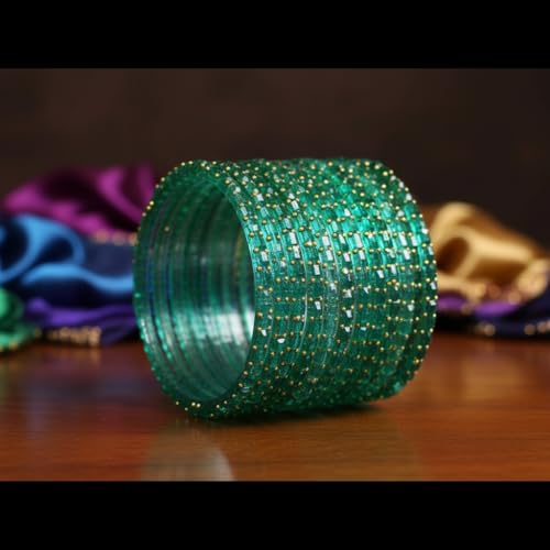 Image of SUNDRAM Raindrop Glass Bangles Set for Women & Girls, Transparent Crystal Kanch Ki Chudi for Wedding & Party, Set of 12