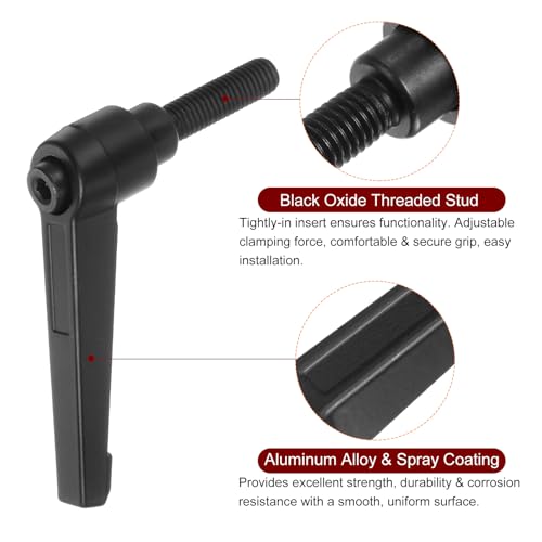 Image of HARFINGTON 6pcs Adjustable Clamping Lever Handles M8 x 25mm Male Thread Bolt Knobs Rotating Screw Locking Quick Release Ratchet Push Button Handle, Black