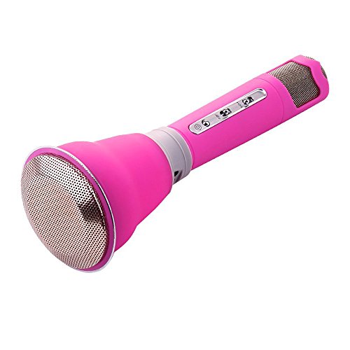 VERKB Universal Wireless Microphones, 3-in-1 Portable Karaoke Player KTV With Bluetooth Wireless Speaker Compatible for Apple Iphone Android Smartphone Pc(Quite Pink)