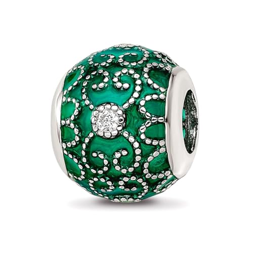 Collier argent 925 pendentif oxyde de zirconium vert émaillé, le cadeau d'anniversaire idéal pour femme
