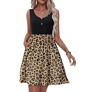 Kleid Damen Sommer Knielang Freizeitkleider Knopf Tank Kleid Mit Taschen Elastic Dress