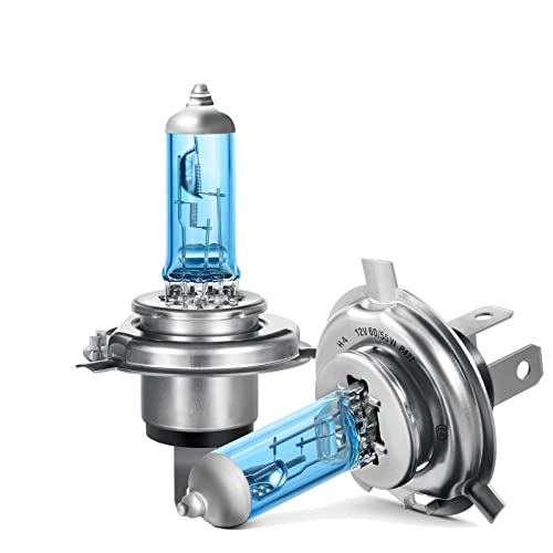 LTONXEN H4 Halogen Bulb E-Mark Headlights 5000K Warm White Light for 12V 55W Motorcycle and Car High Beam Replacement Lamp Kit (2 Pieces)
