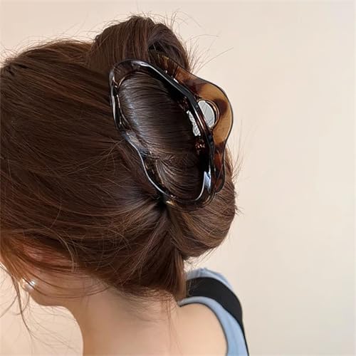 Pinza grande de garra para cabello en acrílico marrón miniatura 7