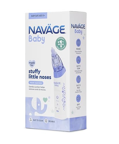 Navage Baby Nasal Aspirator - Gentle, Pediatrician Endorsed Nasal Aspirator for Baby Congestion & Stuffy Noses - Baby Nose Sucker w/ Lights, Lullabies & BPA Free Silicone Tips