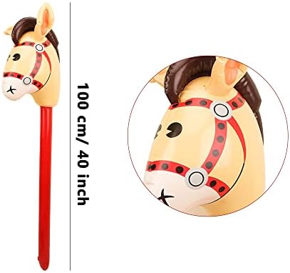 Haconba 6 Pieces 40 Inch Inflatable Stick Horse Inflatable Cowboy Cowgirl Horse Head Stick Pony Stick Balloon for Chsirtmas Birthday Theme Parties Home Decoration