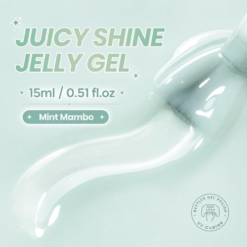 Image of Beetles Mint Green Gel Nail Polish - 15ML Mint Mambo Summer Jelly Gel Nail Polish Sheer Translucent Effect Soak Off UV Nail Art Salon Home DIY Manicure Gift for Women
