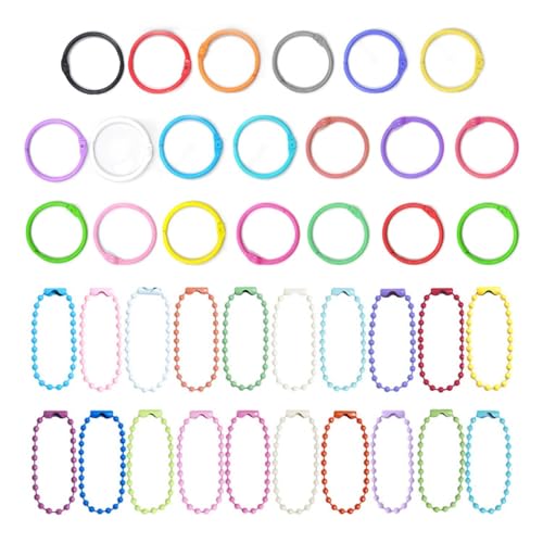 Paquete De 20 Cierres De Colores, 20 Piezas De Collares De Perlas De Colores, Anillos De Metal Para Libros, Anillos De Encuadernación De Metal, Anillos De Libros De Hojas Sueltas