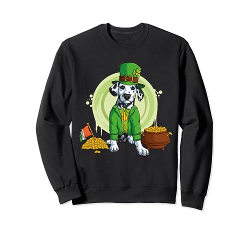 Dalmatian Dog Leprechaun Hat Irish Flag | St Patricks Day Sudadera