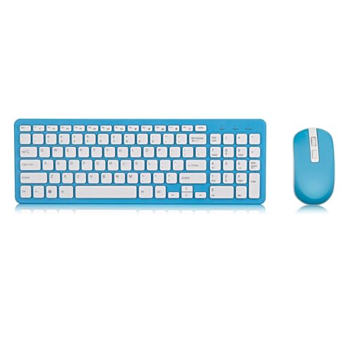 Keyboard Mouse Combo, 96 Key Computer Keyboard with Silent Mouse, Anti Slip Keyboard Mouse for Laptop Desktop PC, 10m (Blue)