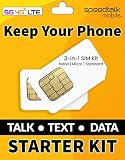 SpeedTalk Mobile Universal SIM Card Starter Kit for 5G 4G LTE iOS Android Smart Phones | Talk Text D